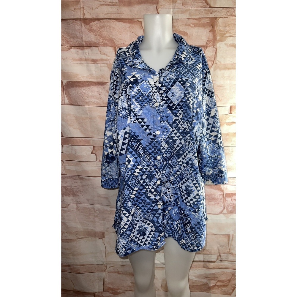 Catherines Woman Plus Sz 2XL Tee Casual 3/4 Slv Printed